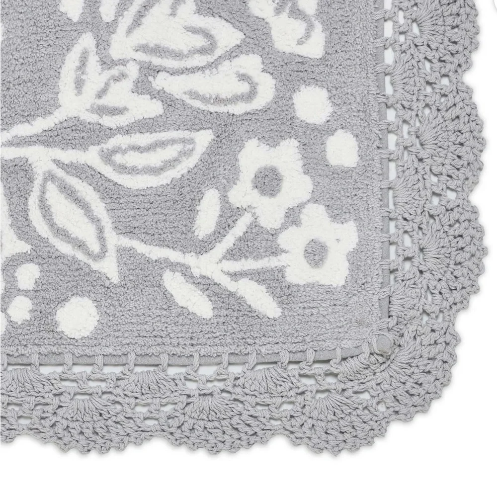 The Pioneer Woman Mazie Two-Color Floral Crochet Cotton Bath Rug, 20